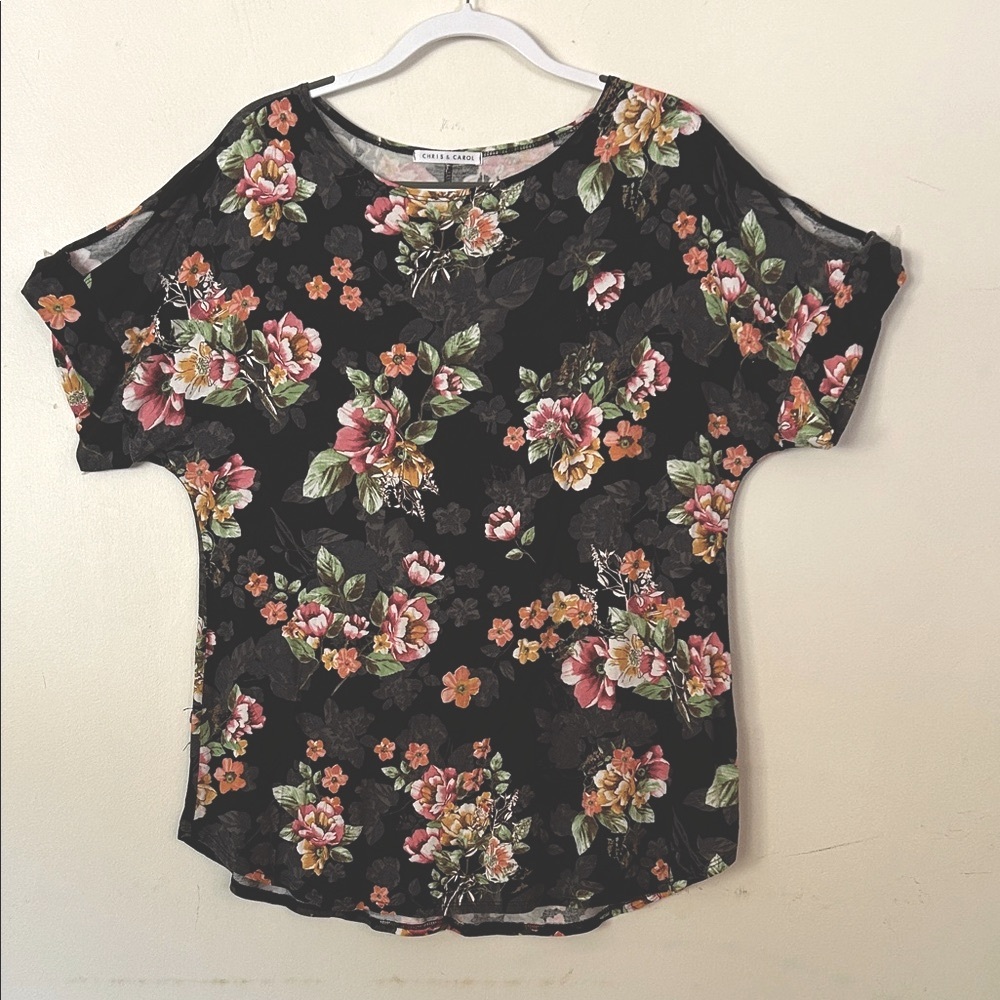 CHRIS & CAROL Floral Black Women's Top